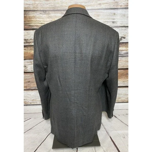 Lauren Ralph Lauren Mens Gray Size 42 RTwo-Button Blazer Jacket 100% Wool - Picture 3 of 9